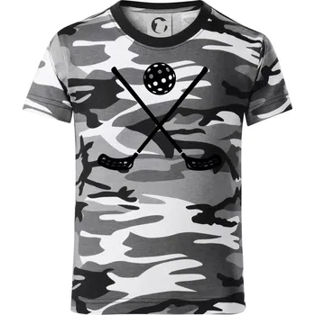 Chlapecké tričko Florbalové hokejky - Dětské maskáčové triko - 122 cm/6 let ( Šedý maskáč )