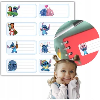 samolepka Samolepky na sešity 8 kusů LILO A STICH, motiv z pohádky, ARCH
