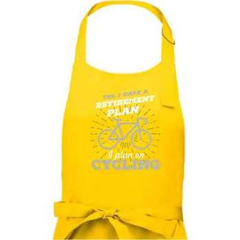 Kuchyňská zástěra Šedé kolo - Yes, I have a retirement plan, I plan on cycling - Pánská zástěra na vaření - Univerzální velikost ( Žlutá )