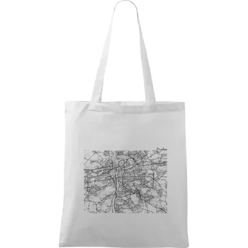 Nákupní taška Mapy měst černobílé Praha - Taška bavlněná - 42 x 38 cm ( Bílá )