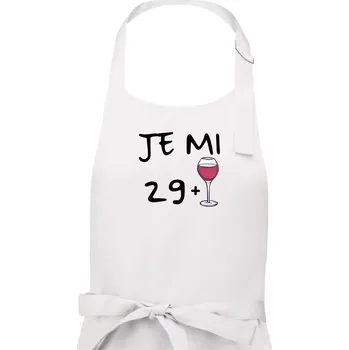Kuchyňská zástěra Je mi 29 (30) víno - Pánská zástěra na vaření - Univerzální velikost ( Bílá )