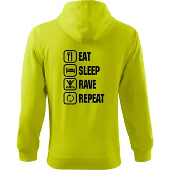 Pánská mikina Eat sleep rave repeat - Mikina s kapucí na zip trendy zipper - S ( Limetková )