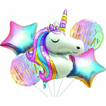 Balónek Sada narozeninových balónků s jednorožcem, 5 ks