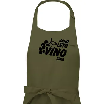 Kuchyňská zástěra Jaro, léto, víno, zima - Pánská zástěra na vaření - Univerzální velikost ( Khaki )