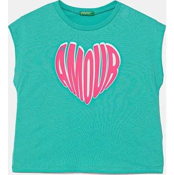 Chlapecké tričko Dětské bavlněné tričko United Colors of Benetton 3JERC10PB.G.Seasonal tyrkysová 67X, vel. 130