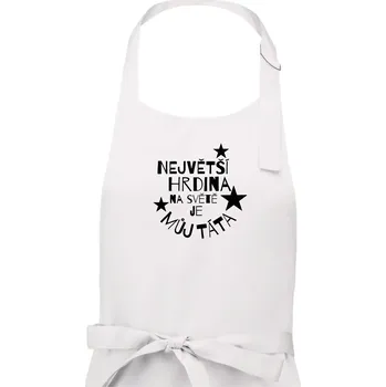 Kuchyňská zástěra Nejvetší hrdina na Světě je můj táta - Pánská zástěra na vaření - Univerzální velikost ( Bílá )