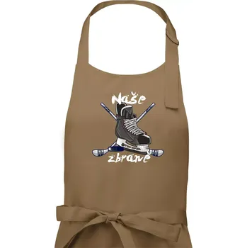 Kuchyňská zástěra Hokej - naše zbraně - Dámská zástěra na vaření - Univerzální velikost ( Cappuccino )