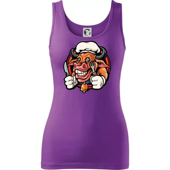 Dámské tričko Kráva na gril - Dámské tílko - S ( Fialová )