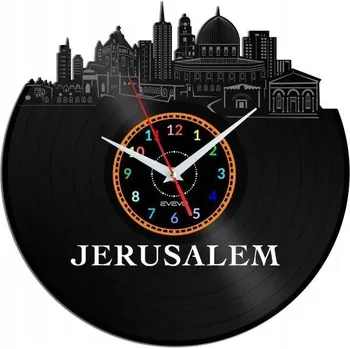 Hodiny JERUZALÉM NÁSTĚNNÉ HODINY DEKORATIVNÍ MODERNÍ VINYLOVÁ DESKA VINYL JAKO DÁREK