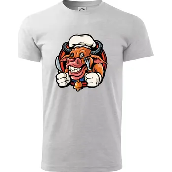 Pánské tričko Kráva na gril - Triko extra velké (5-8XL) - 8XL ( Světlešedý Melír )