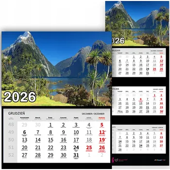 Kalendář Nástěnný Kalendář Trojdílný 2026 TROPICKÝ VÝHLED Do Kanceláře Dárek Vzory