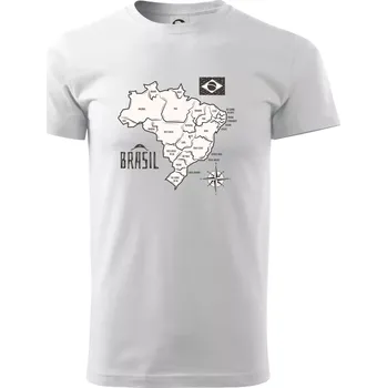 Pánské tričko Brazílie mapa s názvy regionů - Triko extra velké (5-8XL) - 8XL ( Bílá )