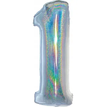Balónek Fóliový balónek ČÍSLICE 1 stříbrný holografický 76 cm
