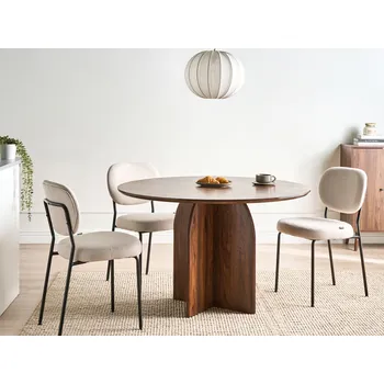 Jídelní stůl Jídelní stůl tmavě hnědý MDF rám s podstavcem ø 120 cm kulatý tvar klasický moderní styl kuchyně jídelna Beliani