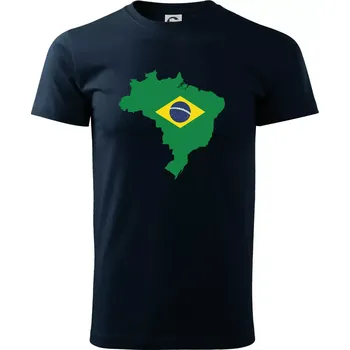 Brazílie vlajka v mapě - Triko extra velké (5-8XL) - 8XL ( Námořní modrá (velmi tmavá - téměř černá) )