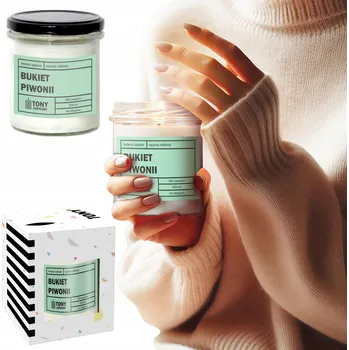 Svíčka PŘÍRODNÍ VONNÁ SVÍČKA SÓJOVÁ VE SKLENICI VŮNĚ KYTICE PIVOŇEK