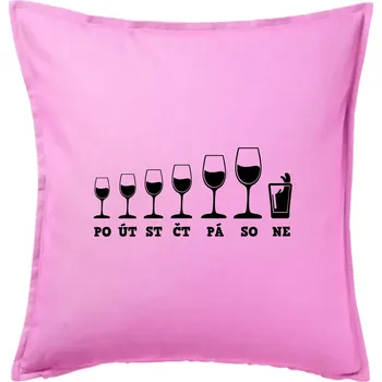 Polštář Evoluce víno celý týden - Polštář 50x50 - 50x50 - Pouze potah ( Růžová )
