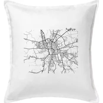 Polštář Mapy měst černobílé Budějce - Polštář 50x50 - 50x50 - Včetně výplně ( Bílá )
