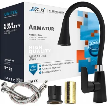 Vodovodní baterie KUCHYŇSKÁ BATERIE ČERNÁ OHYBNÁ FLEXIBILNÍ DŘEZOVÁ