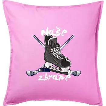 Polštář Hokej - naše zbraně - Polštář 50x50 - 50x50 - Pouze potah ( Růžová )