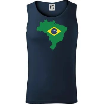 Brazílie vlajka v mapě - Tílko pánské Core - XL ( Námořní modrá (velmi tmavá - téměř černá) )