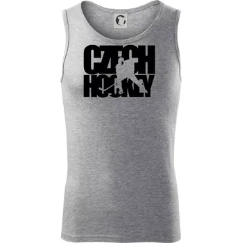 Czech hockey - nápis s hokejistou - Mistrovství světa v ledním hokeji 2026 - Tílko pánské Core - 2XL ( Tmavě šedý melír )