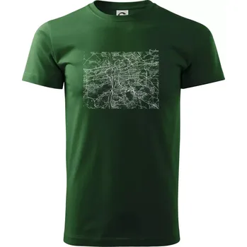 Pánské tričko Mapy měst černobílé Praha - Triko extra velké (5-8XL) - 7XL ( Lahvově zelená )
