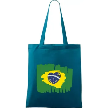 Brazílie vlajka srdce - Taška bavlněná - 42 x 38 cm ( Petrolejová )