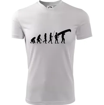 Chlapecké tričko Evoluce kanoe nad hlavou - Dětské triko sportovní (dresovina) - 122 cm/6 let ( Bílá )