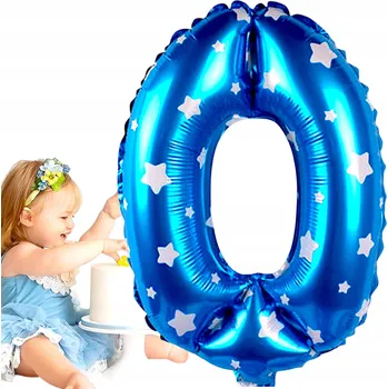 Balónek Fóliový balónek ČÍSLICE 0 NULA modrý narozeniny 42 cm