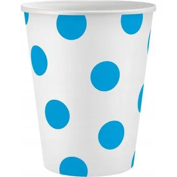 Party nádobí Papírové Kelímky s modrými puntíky 250 ml 6 ks