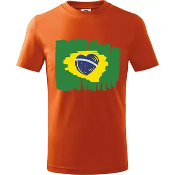 Chlapecké oblečení Brazílie vlajka srdce - Tričko dětské bavlněné - 98 cm / 2 roky ( Oranžová )