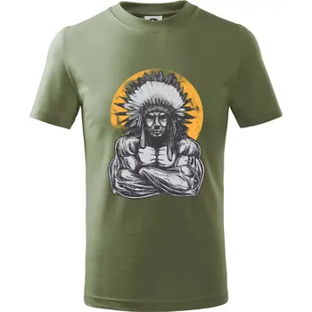 Indián z posilky - Tričko dětské bavlněné - 158 cm/12 let ( Khaki )