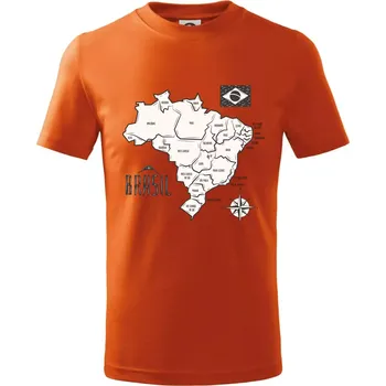 Chlapecké tričko Brazílie mapa s názvy regionů - Tričko dětské bavlněné - 146 cm/10 let ( Oranžová )