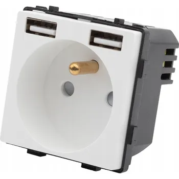 Elektrická zásuvka Zásuvka Nabíječka Port USB 2.4A + 2.4A Bílý Modul do Rámu LUUNA