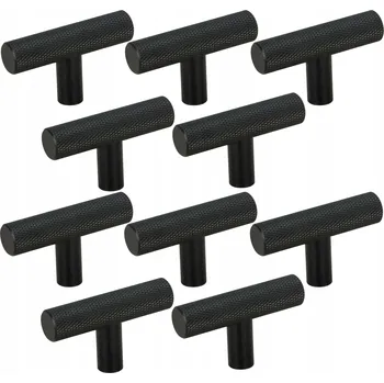 Nábytkové kování 10 x Nábytková úchytka reling rýhovaná kovová černá úchytka na skříňku zásuvku