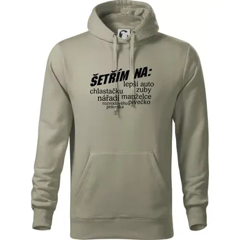 Pánská mikina Nápis šetřím na - Mikina pánská Cape s kapucí - 5XL ( Light khaki )