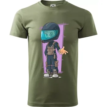 Pánská móda Vesmírný voják fialový - Klasické pánské triko vyšší gramáže - XS ( Khaki )