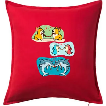 Polštář Projev lásky zvířata - Polštář 50x50 - 50x50 - Pouze potah ( Červená )