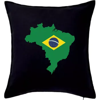 Polštář Brazílie vlajka v mapě - Polštář 50x50 - 50x50 - Pouze potah ( Černá )