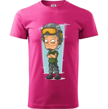 Pánské tričko Vesmírný voják denim - Klasické pánské triko vyšší gramáže - XS ( Purpurová )