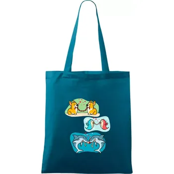 Projev lásky zvířata - Taška bavlněná - 42 x 38 cm ( Petrolejová )