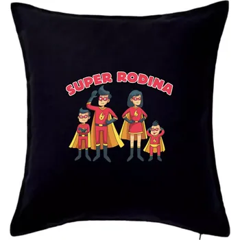 Polštář Super rodina - dva synové - Polštář 50x50 - 50x50 - Pouze potah ( Černá )