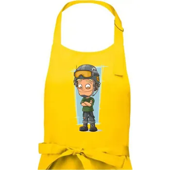Kuchyňská zástěra Vesmírný voják denim - Dámská zástěra na vaření - Univerzální velikost ( Žlutá )