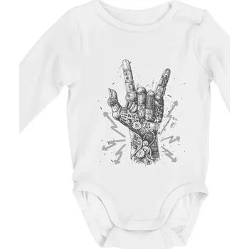 Metal mechanical ruka - Body kojenecké s dlouhým rukávem - Dlouhý r. 6-12 měs ( Bílá )