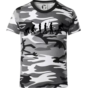 Chlapecké tričko Evoluce inline žena - Dětské maskáčové triko - 104-110cm / 3-4 roky ( Šedý maskáč )