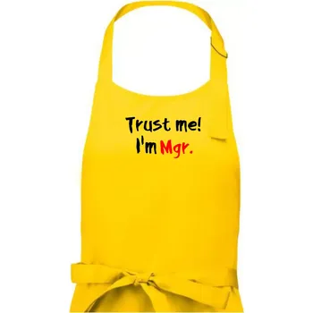 Kuchyňská zástěra Trust me I´m Mgr. / Věř mi jsem Magistr. - Pánská zástěra na vaření - Univerzální velikost ( Žlutá )