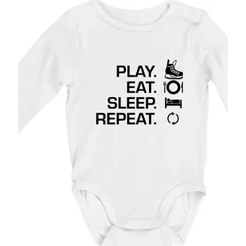Play Eat Sleep Repeat hokej - Body kojenecké s dlouhým rukávem - Dlouhý r. 6-12 měs ( Bílá )