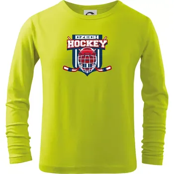 Dětská móda Czech Hockey erb - Mistrovství světa v ledním hokeji 2024 - Triko dětské Long Sleeve - 122 cm/6 let ( Limetková )