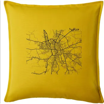 Polštář Mapy měst černobílé Budějce - Polštář 50x50 - 50x50 - Pouze potah ( Žlutá )